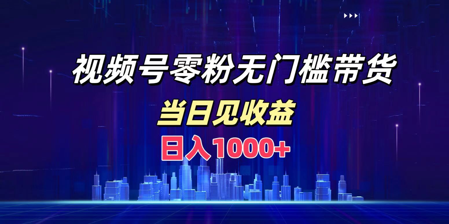 视频号0粉无门槛带货，日入1000+，当天见收益-网创特工