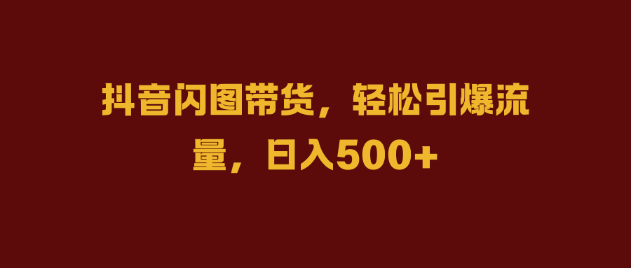 抖音闪图带货，轻松引爆流量，日入500+-网创特工