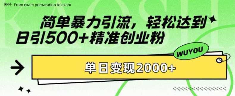 图片[1]-简单暴力引流轻松达到日引500 精准创业粉，单日变现2k【揭秘】-网创副业课程