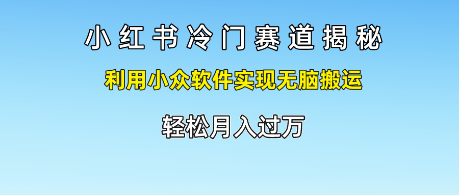 小红书冷门赛道揭秘,轻松月入过万，利用小众软件实现无脑搬运，-网创特工