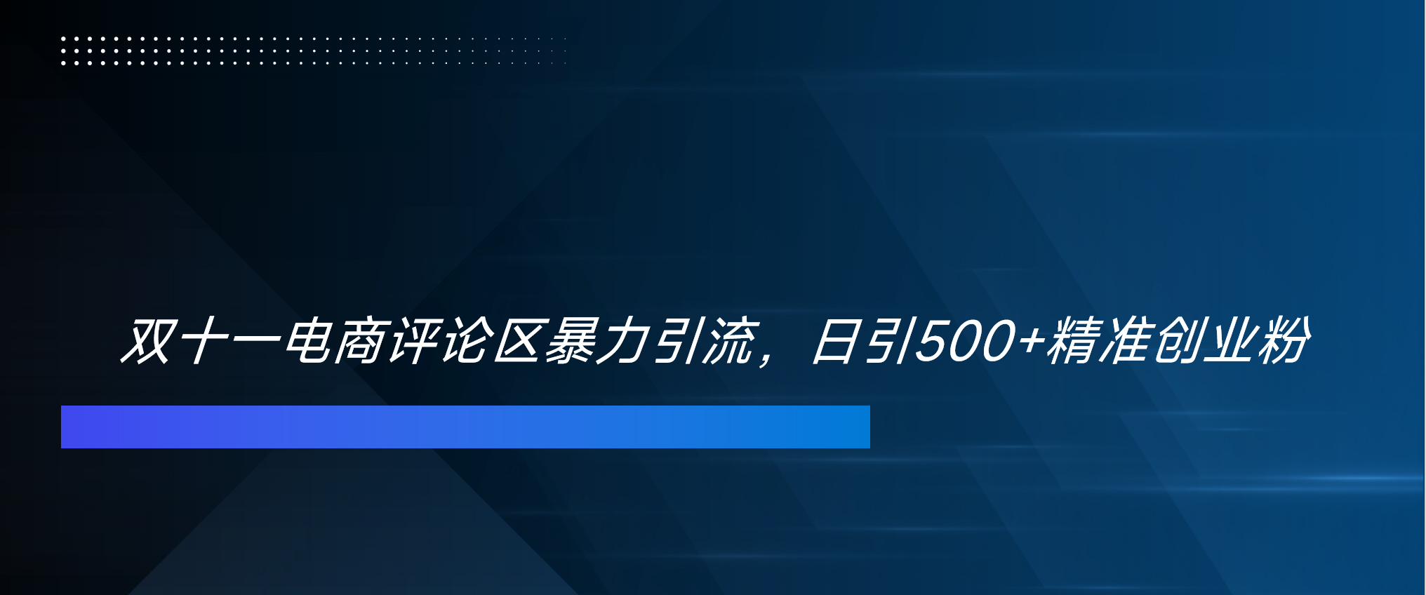 图片[1]-双十一电商评论区暴力引流，日引500 精准创业粉！！！-网创副业课程