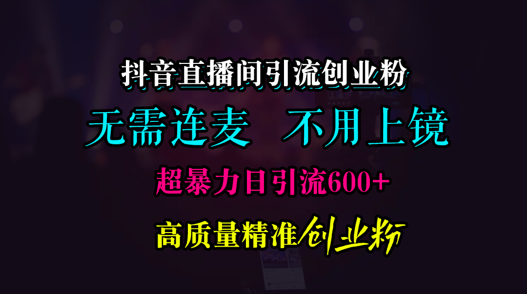 抖音直播间引流创业粉，无需连麦、无需上镜，超暴力日引流600+高质量精准创业粉-网创特工