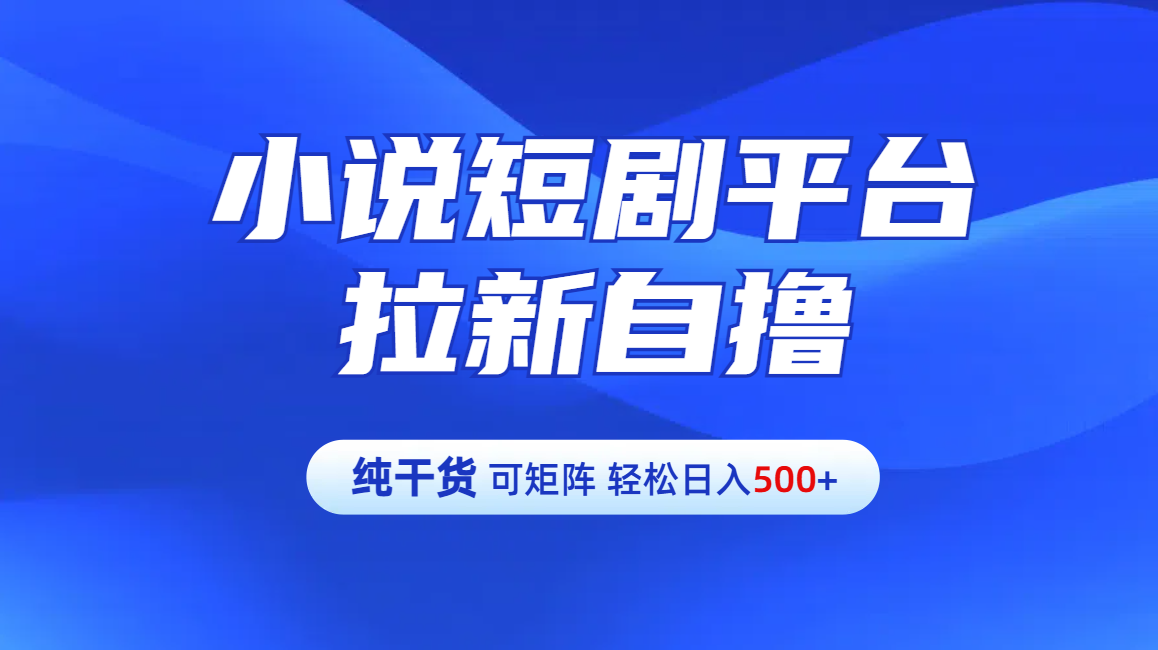 【纯干货】小说短剧平台拉新自撸玩法详解-单人轻松日入500+-网创特工