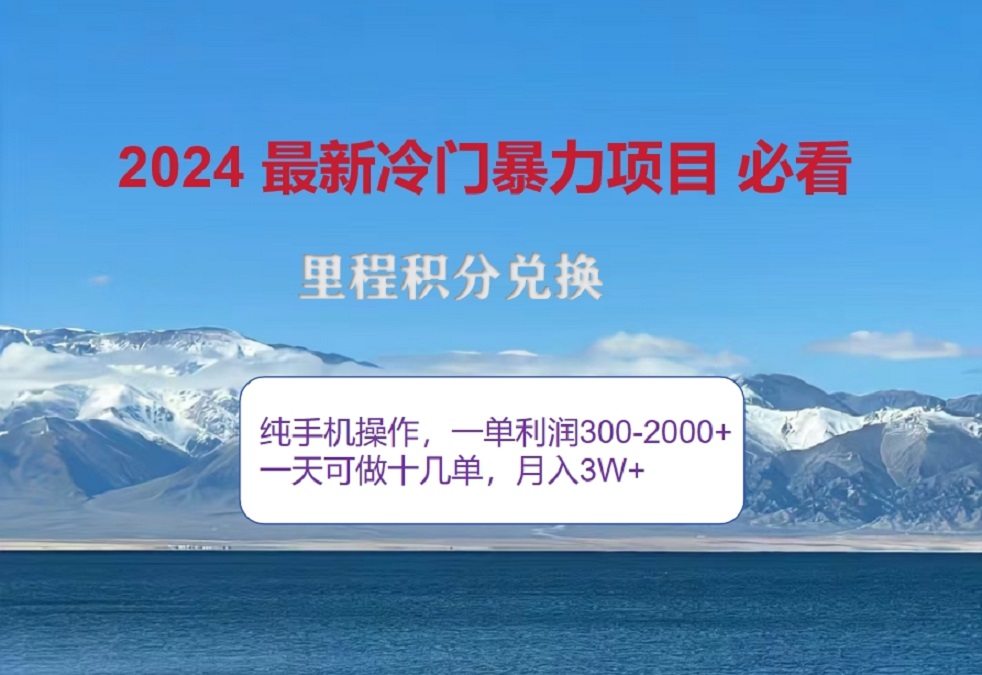 2024惊爆冷门暴利！出行高峰来袭，里程积分，高爆发期，一单300+—2000+，月入过万不是梦！-网创特工