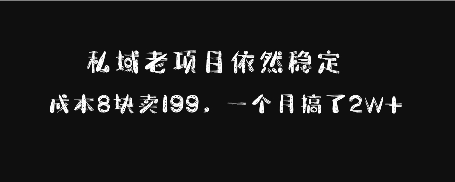 私域老项目依然稳定，成本8块卖199，一个月搞了2W+-网创特工