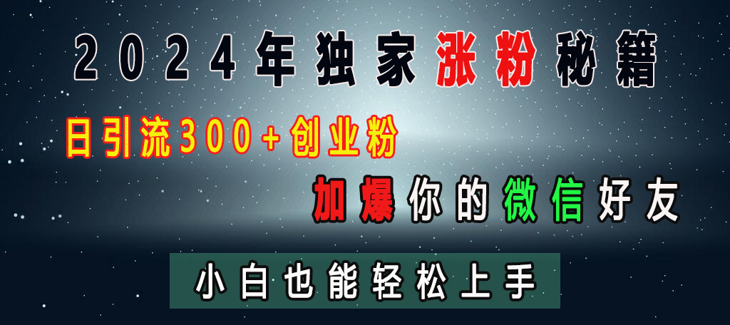 2024年独家涨粉秘籍，日引流300+创业粉，加爆你的微信好友，小白也能轻松上手-网创特工