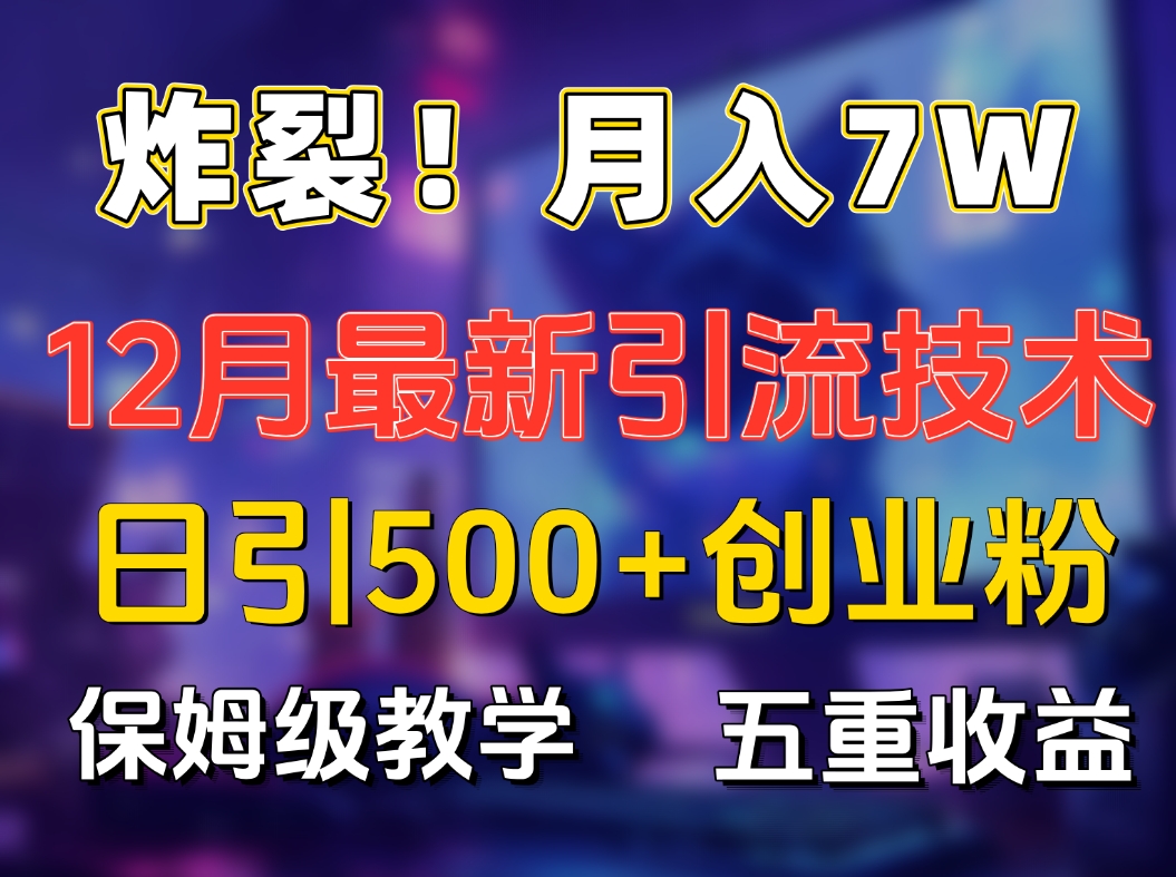 炸裂！月入7W+揭秘12月最新日引流500+精准创业粉，多重收益保姆级教学-网创特工