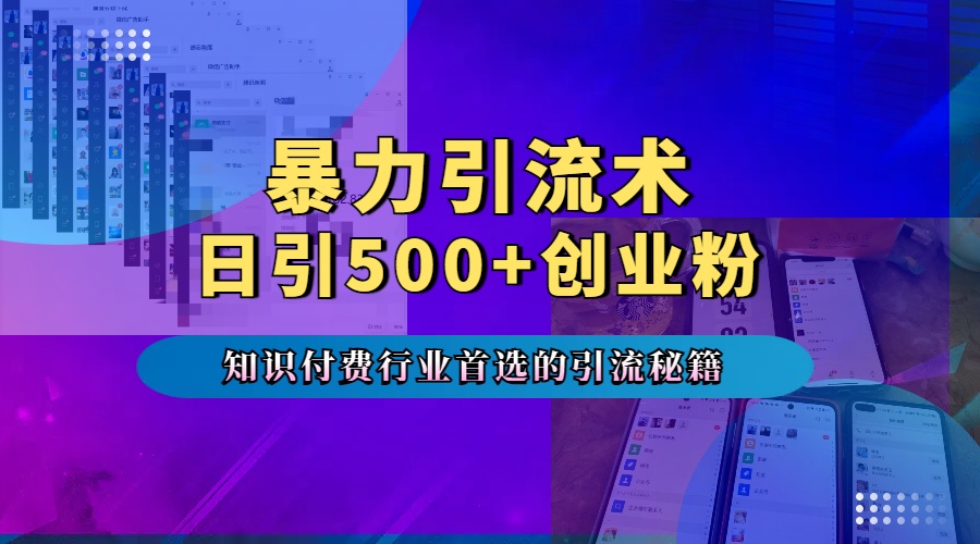 暴力引流术，专业知识付费行业首选的引流秘籍，一天暴流500+创业粉，五个手机流量接不完！-网创特工